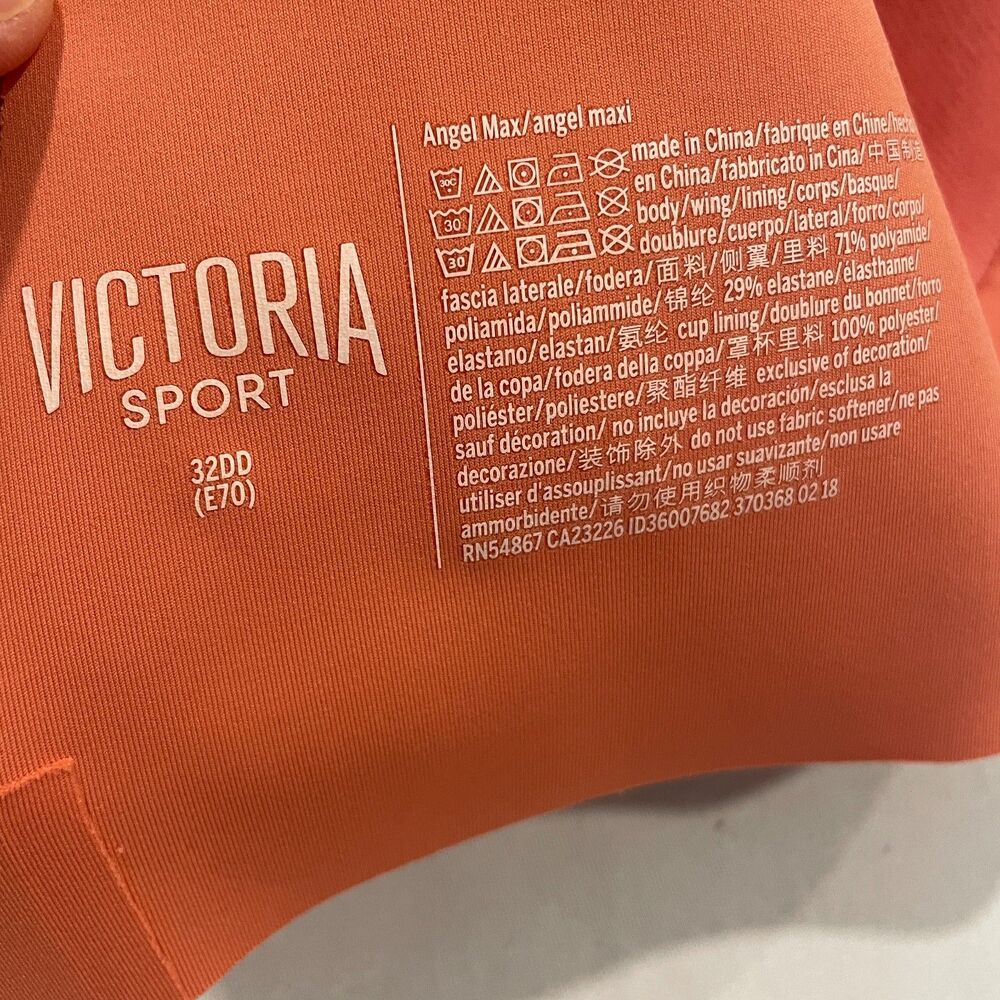 ~ Victoria Sport 32DD/E Angel Max Sports Bra Peach/Pink Firm Support Adjustable - Picture 12 of 14